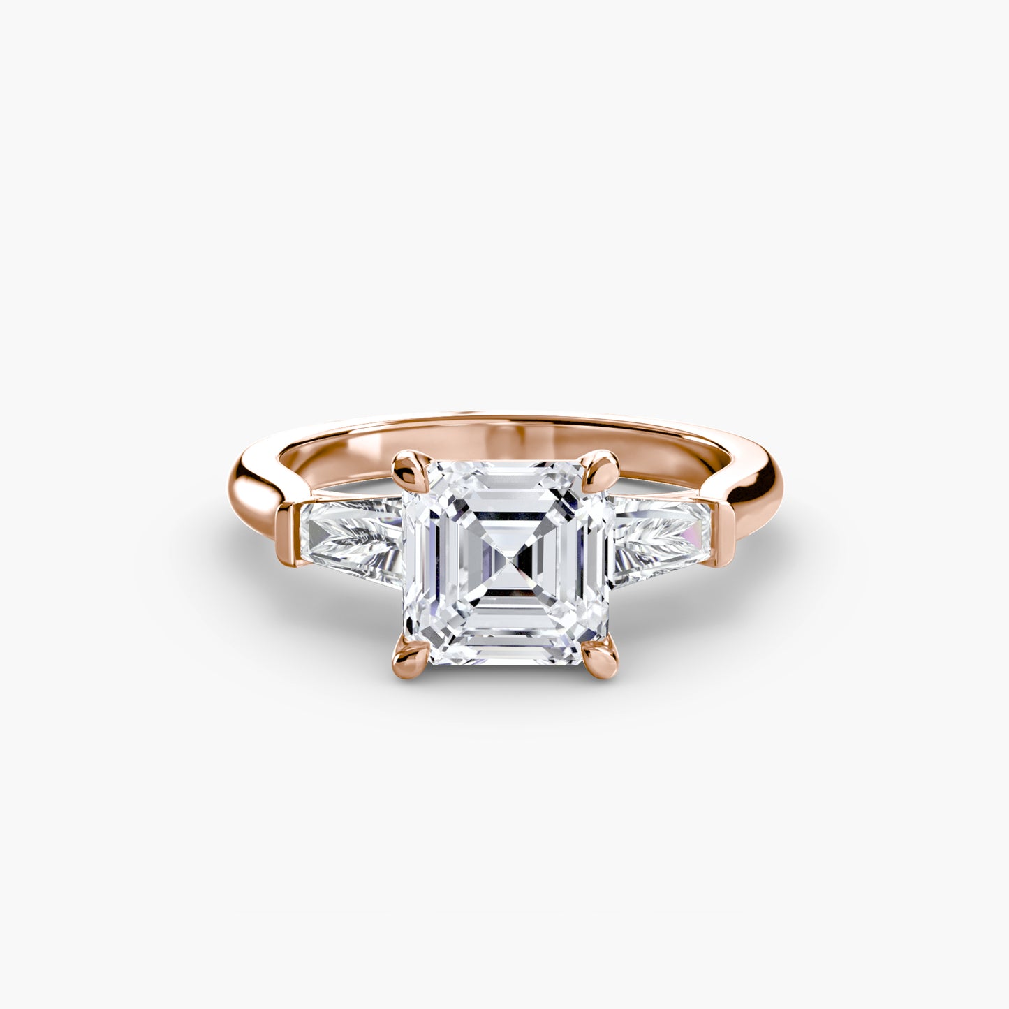 Three-Stone Engagement Ring with Baguette Side Stones