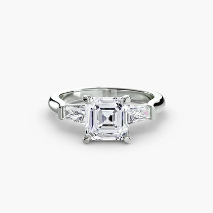 Three-Stone Engagement Ring with Baguette Side Stones