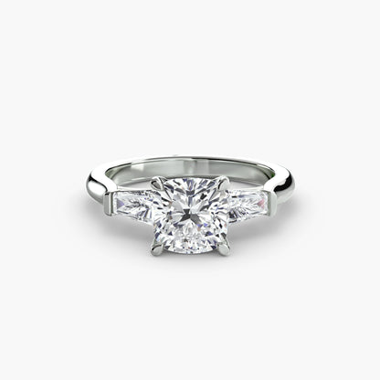 Three-Stone Engagement Ring with Baguette Side Stones