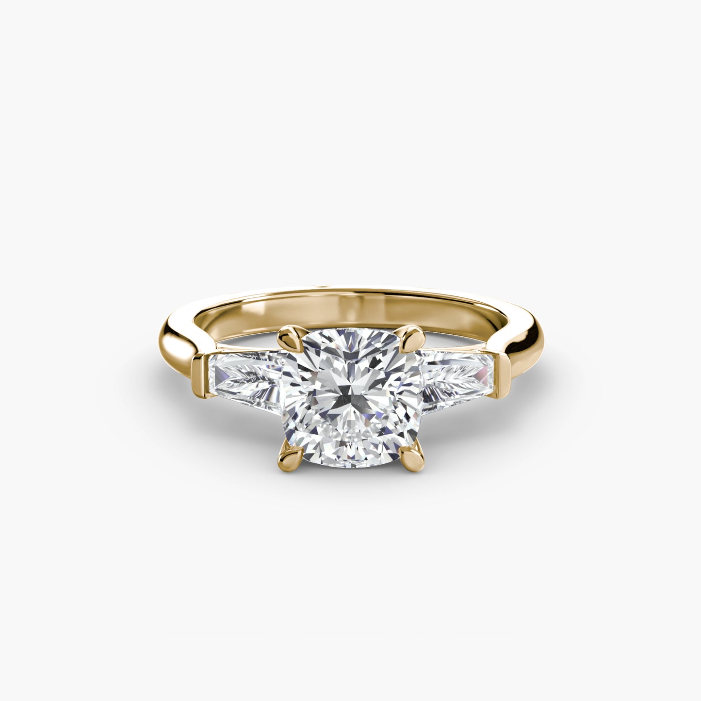 Three-Stone Engagement Ring with Baguette Side Stones