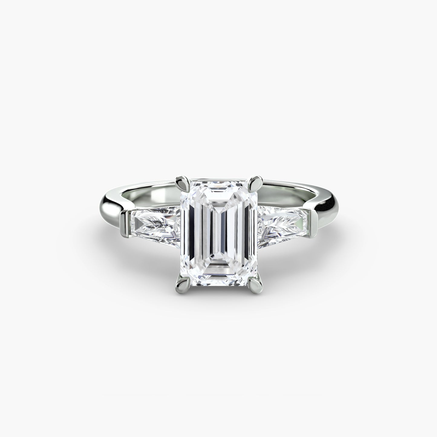 Three-Stone Engagement Ring with Baguette Side Stones