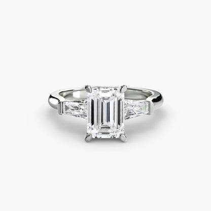 Three-Stone Engagement Ring with Baguette Side Stones