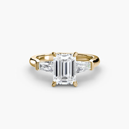 Three-Stone Engagement Ring with Baguette Side Stones