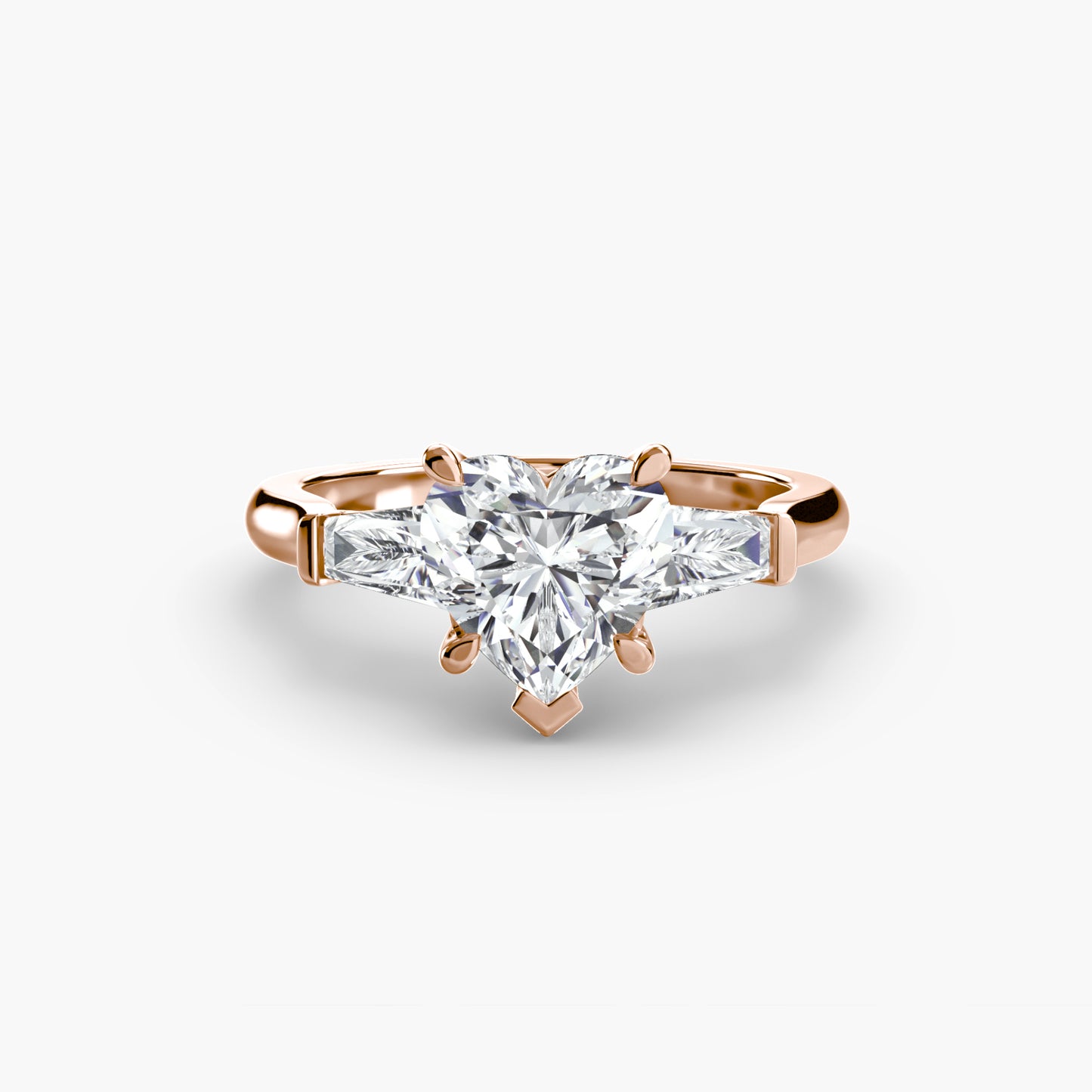 Three-Stone Engagement Ring with Baguette Side Stones