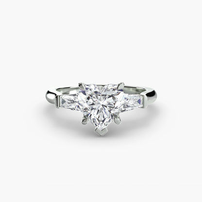 Three-Stone Engagement Ring with Baguette Side Stones