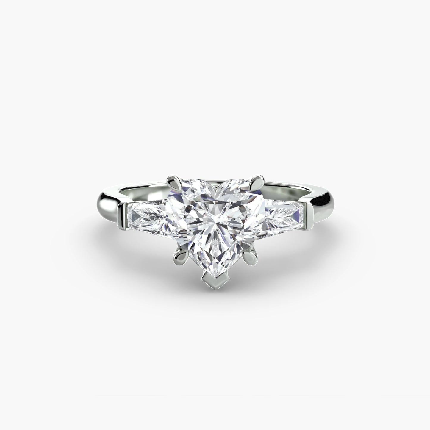 Three-Stone Engagement Ring with Baguette Side Stones
