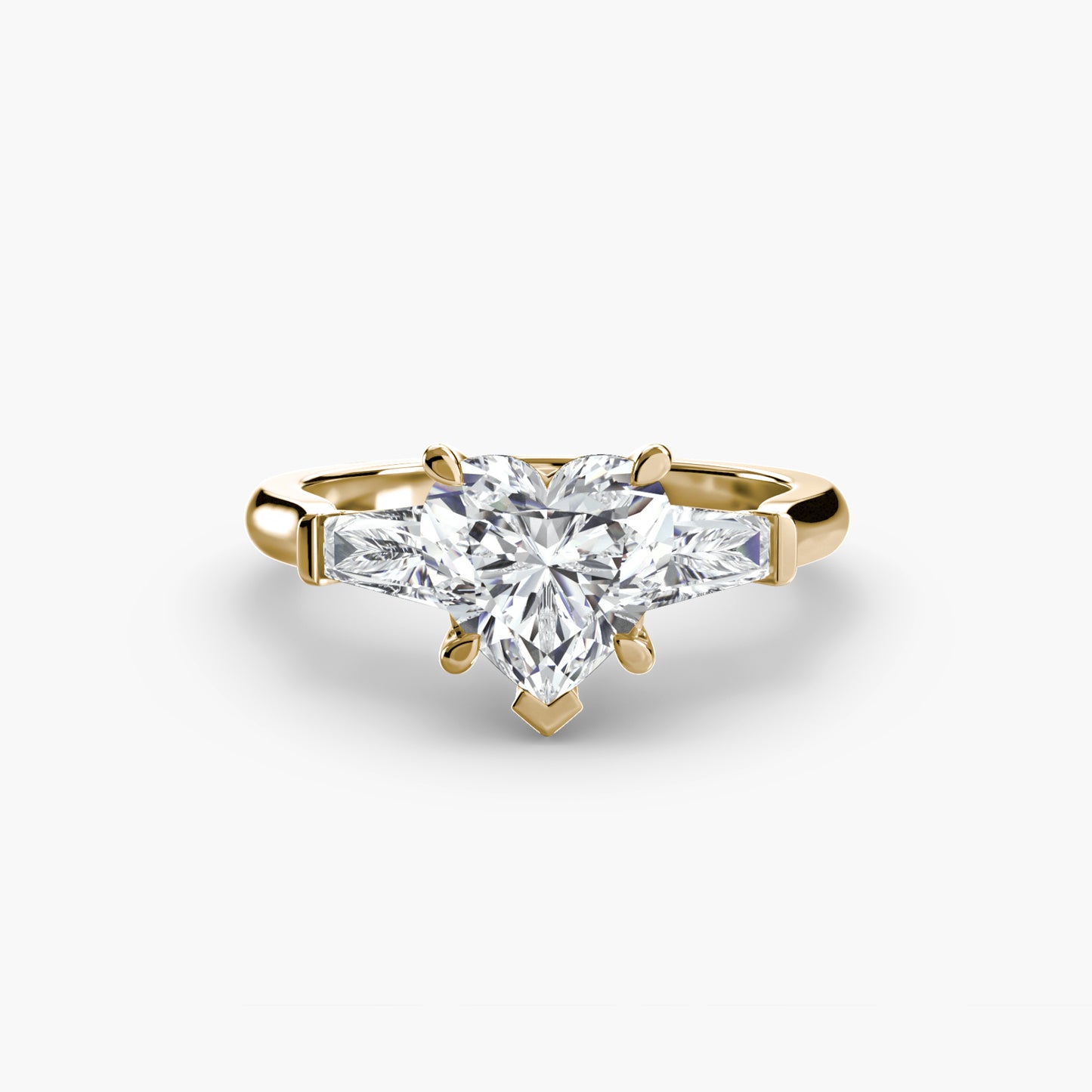 Three-Stone Engagement Ring with Baguette Side Stones