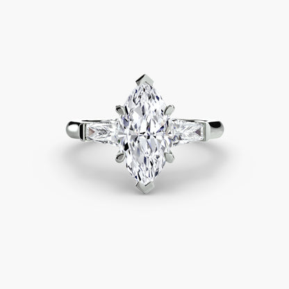 Three-Stone Engagement Ring with Baguette Side Stones