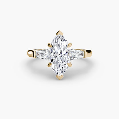 Three-Stone Engagement Ring with Baguette Side Stones