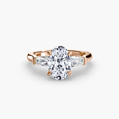 Three-Stone Engagement Ring with Baguette Side Stones