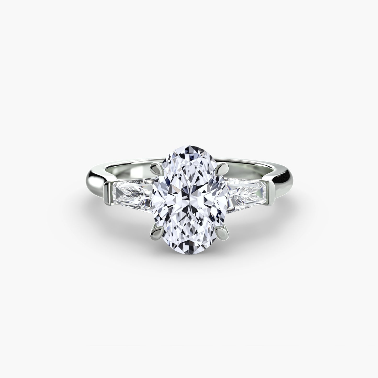 Three-Stone Engagement Ring with Baguette Side Stones