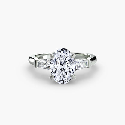 Three-Stone Engagement Ring with Baguette Side Stones