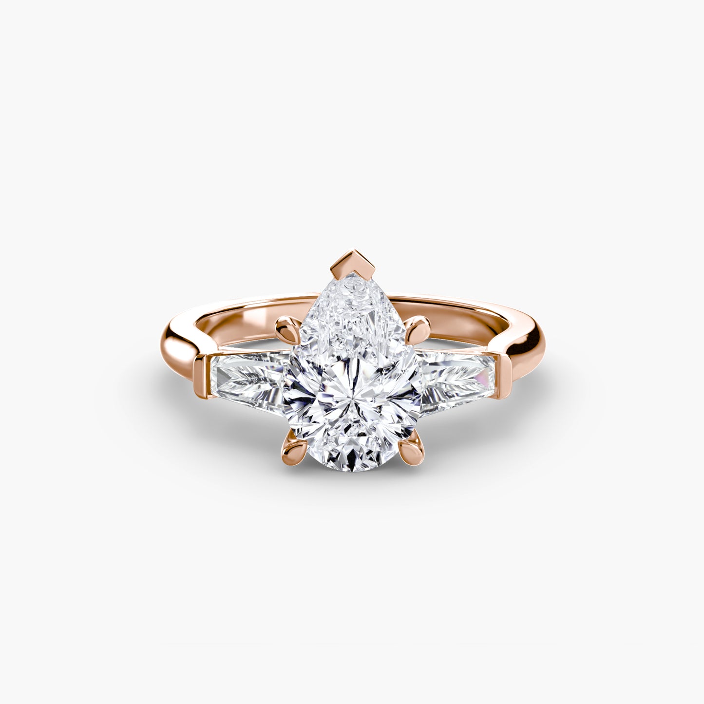 Three-Stone Engagement Ring with Baguette Side Stones
