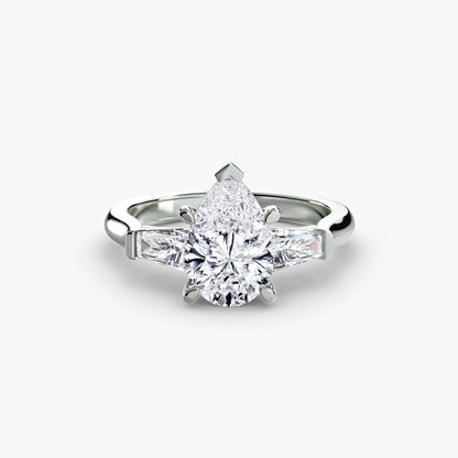 Three-Stone Engagement Ring with Baguette Side Stones
