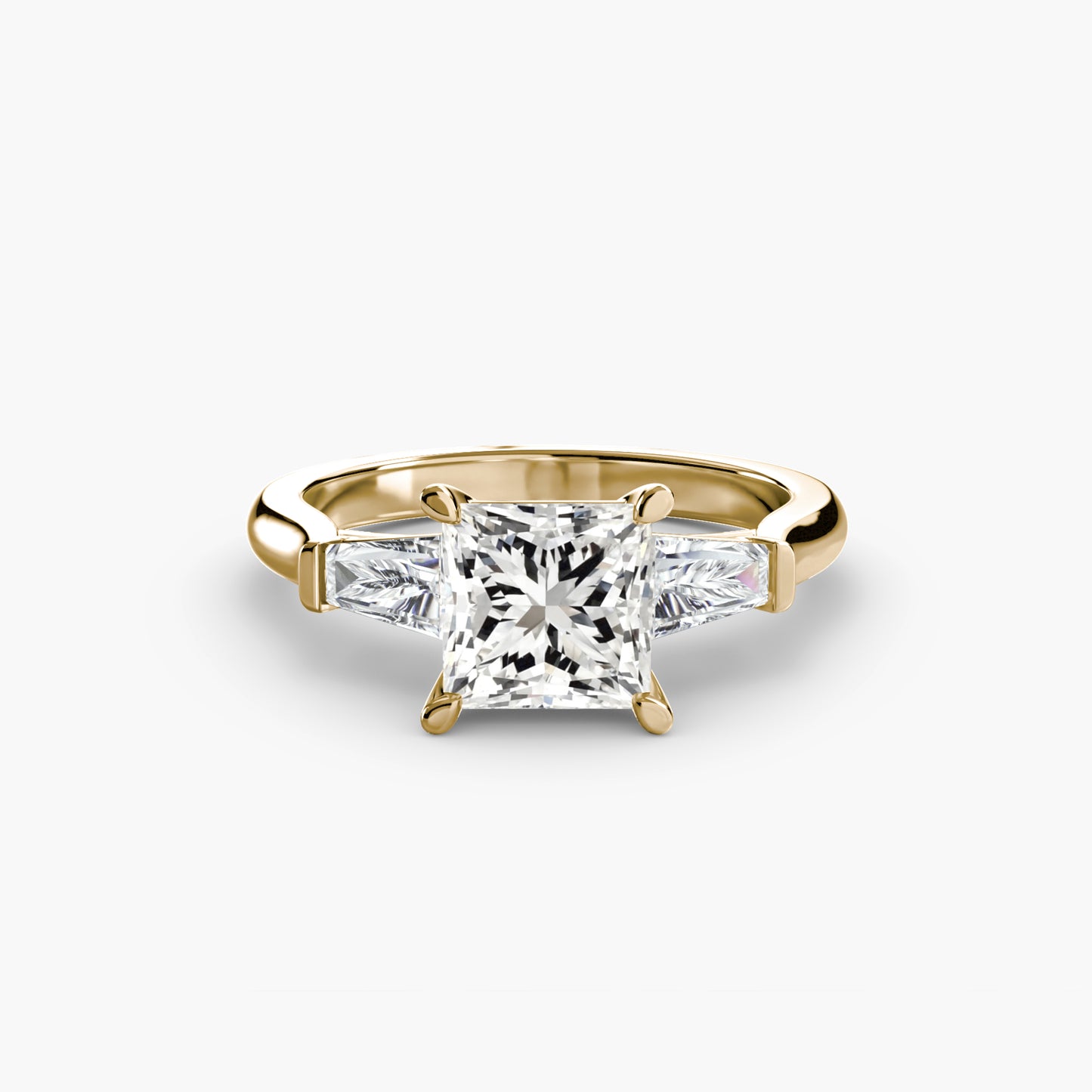 Three-Stone Engagement Ring with Baguette Side Stones