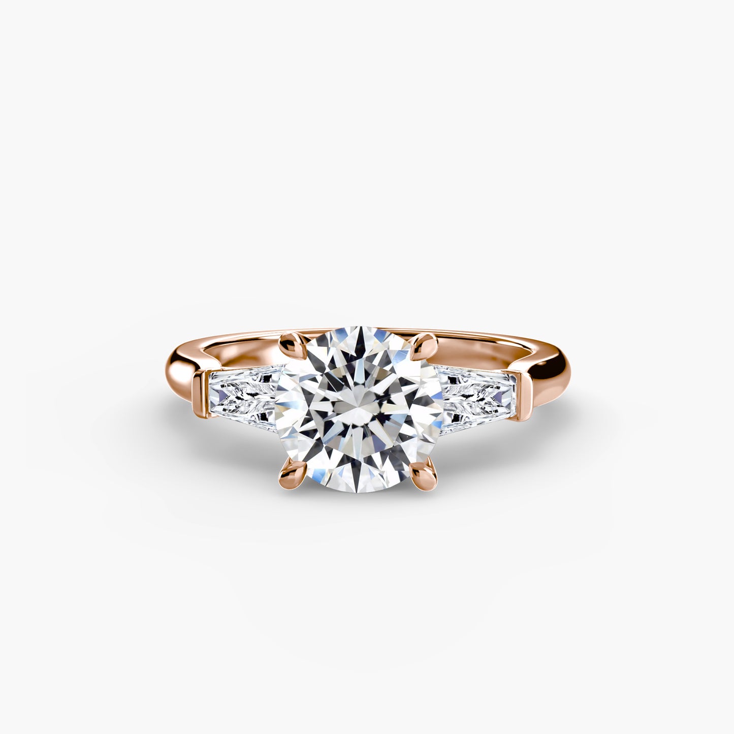 Three-Stone Engagement Ring with Baguette Side Stones