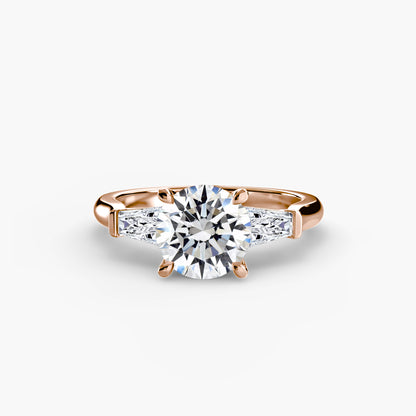 Three-Stone Engagement Ring with Baguette Side Stones