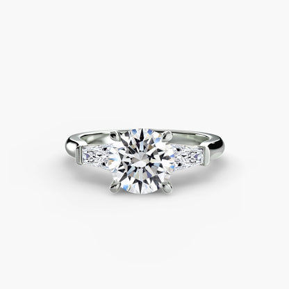 Three-Stone Engagement Ring with Baguette Side Stones