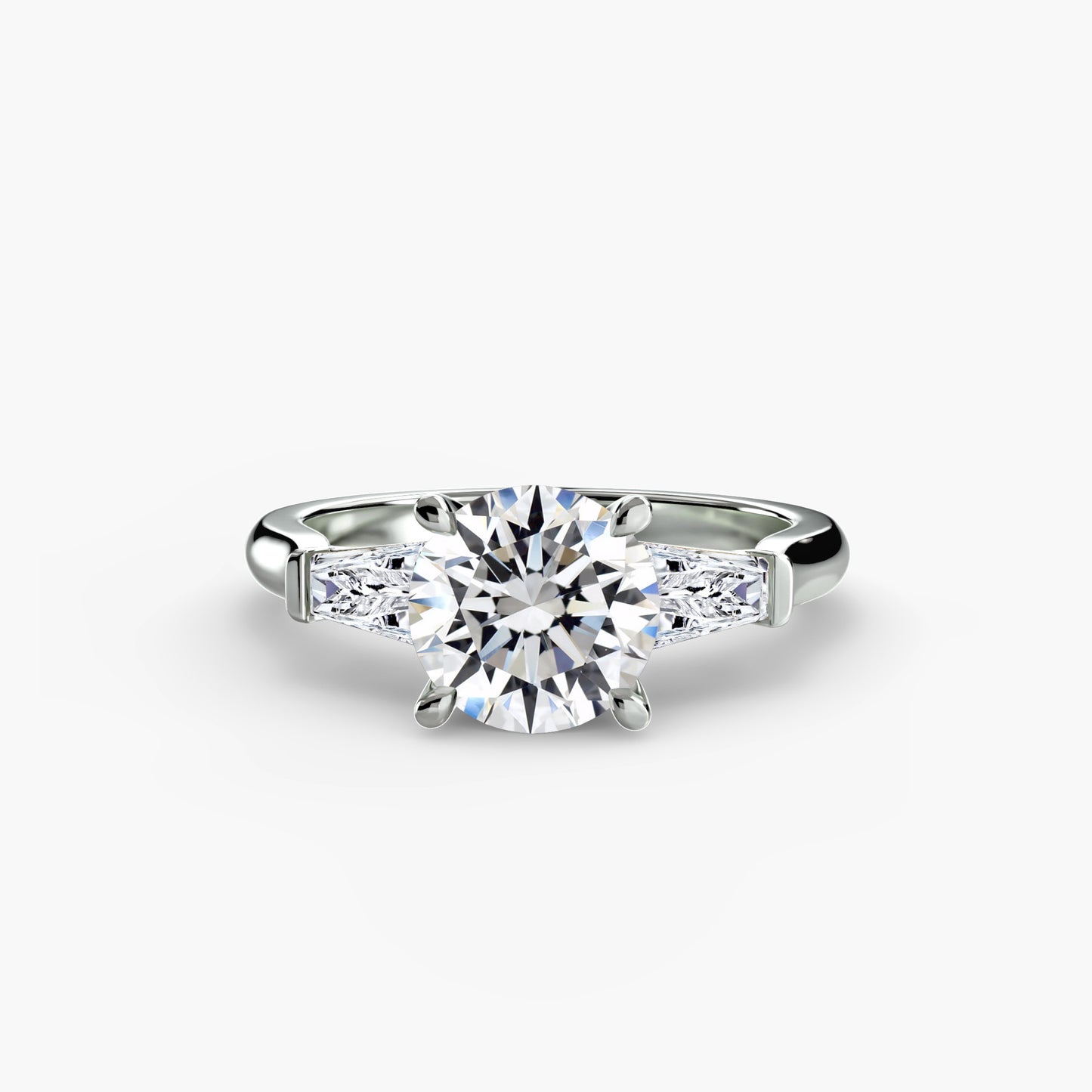 Three-Stone Engagement Ring with Baguette Side Stones