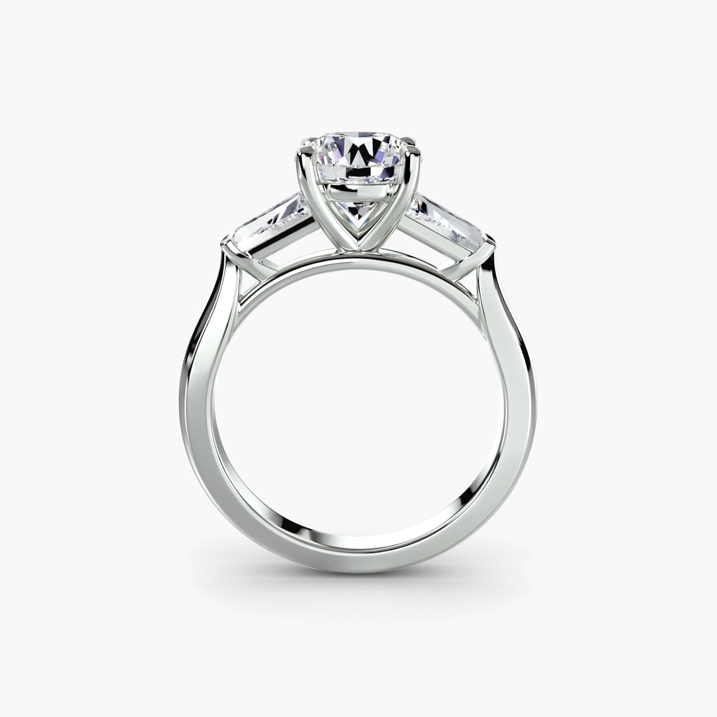 Three-Stone Engagement Ring with Baguette Side Stones