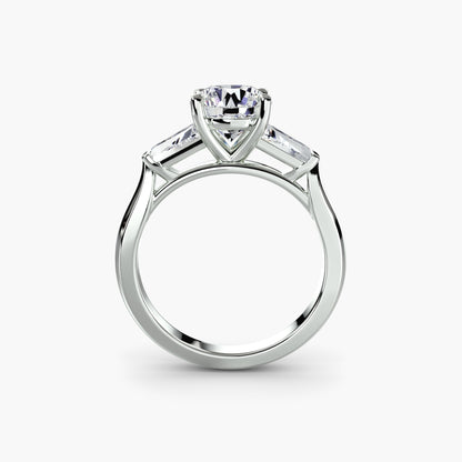 Three-Stone Engagement Ring with Baguette Side Stones