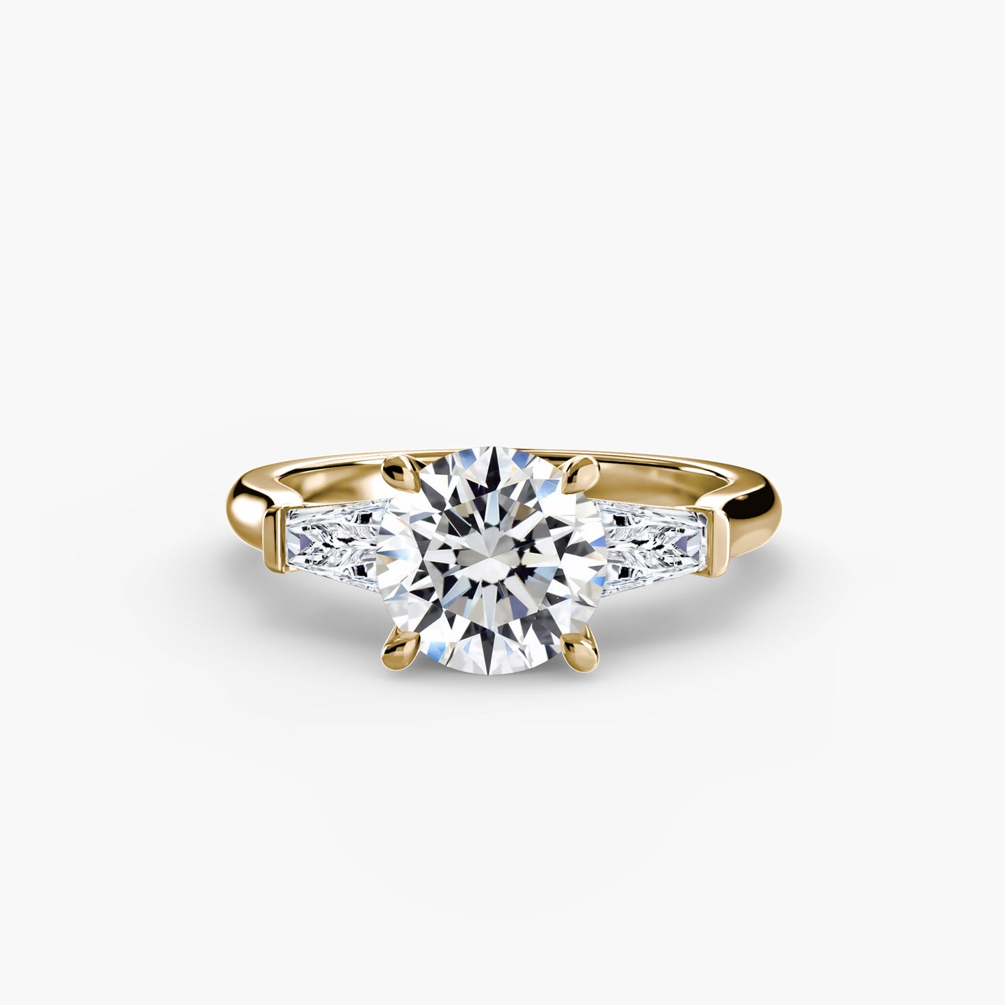 Three-Stone Engagement Ring with Baguette Side Stones