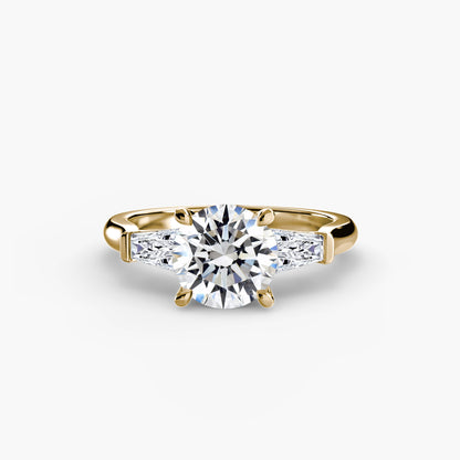 Three-Stone Engagement Ring with Baguette Side Stones
