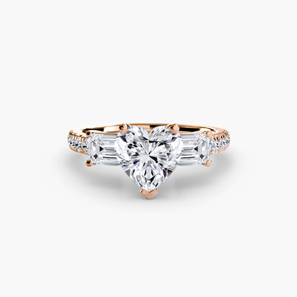 Three-Stone Engagement Ring with Pavé Band - 2.5mm