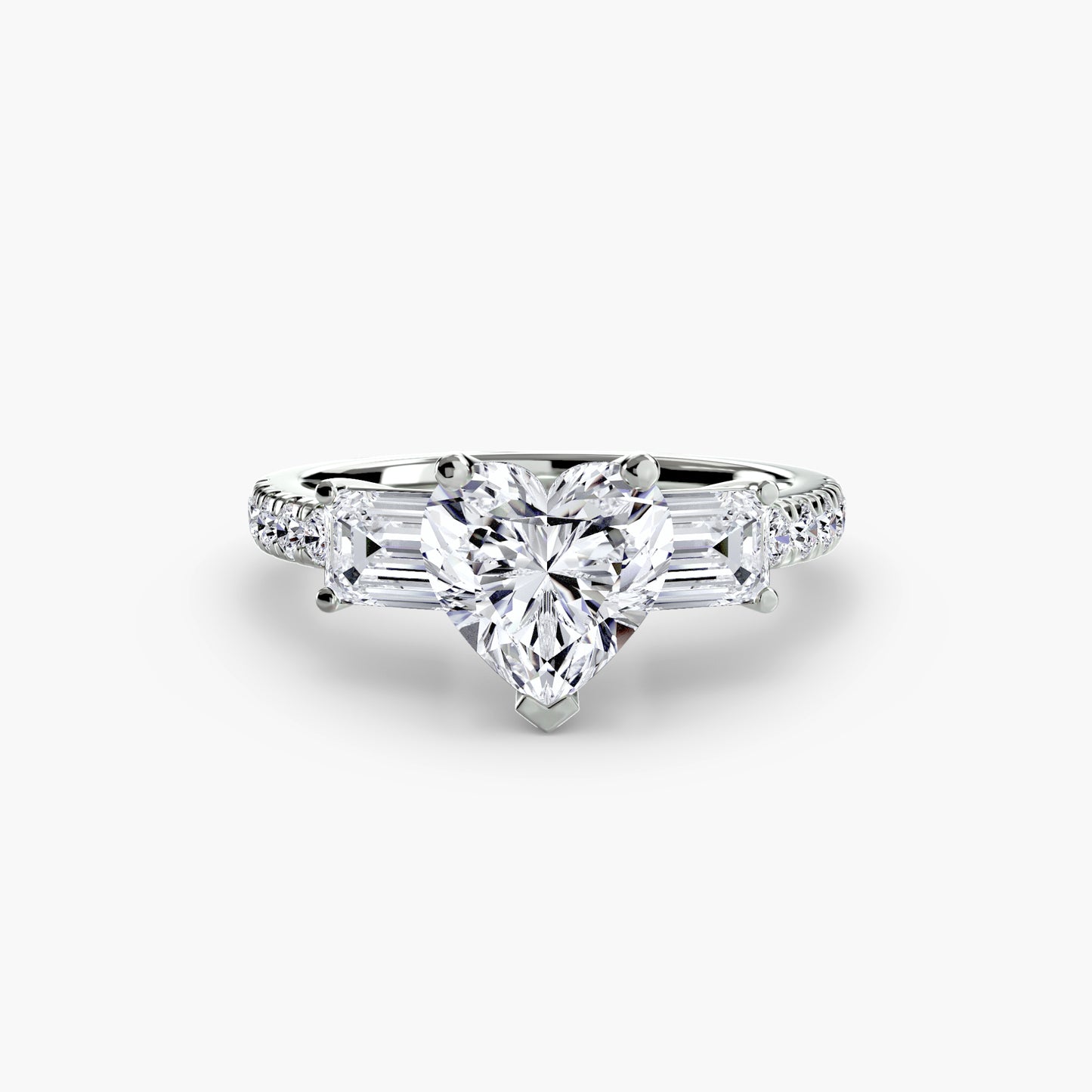 Three-Stone Engagement Ring with Pavé Band - 2.5mm