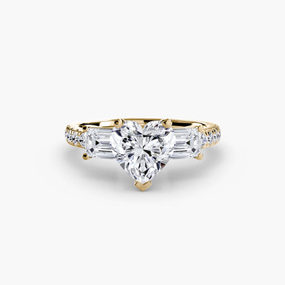 Three-Stone Engagement Ring with Pavé Band - 2.5mm