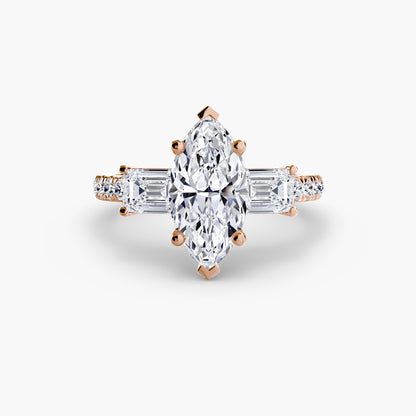 Three-Stone Engagement Ring with Pavé Band - 2.5mm