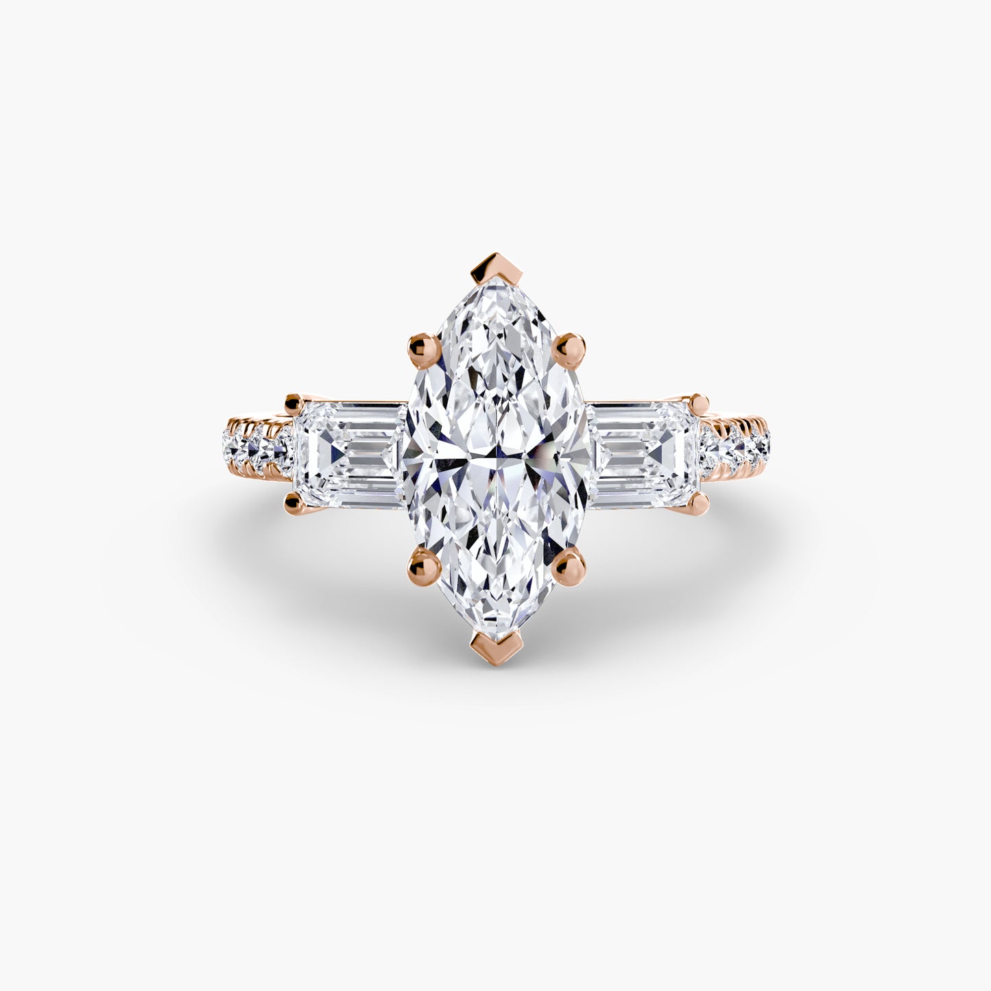 Three-Stone Engagement Ring with Pavé Band - 2.5mm