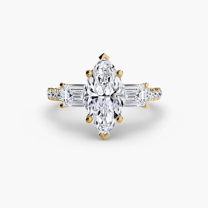 Three-Stone Engagement Ring with Pavé Band - 2.5mm