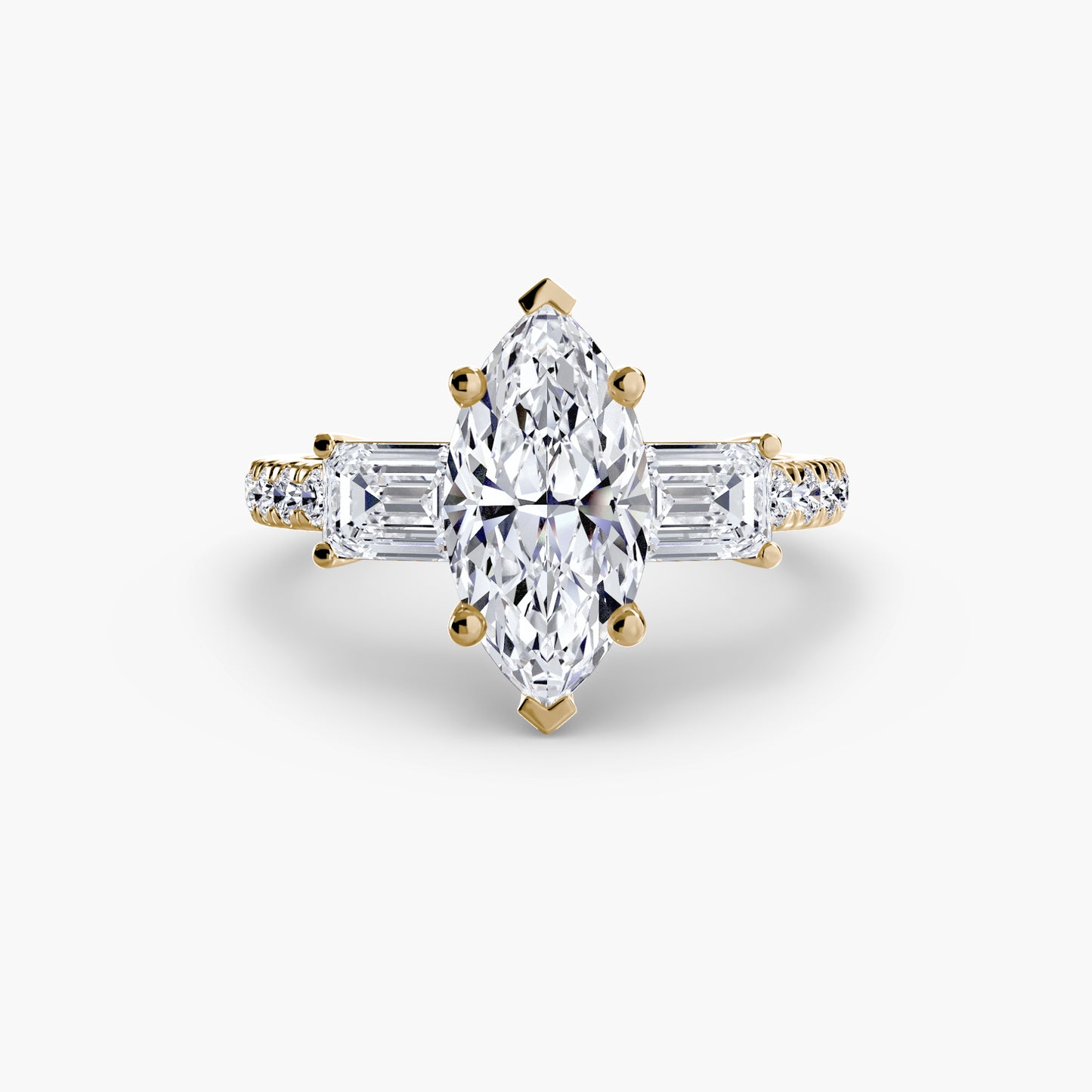 Three-Stone Engagement Ring with Pavé Band - 2.5mm