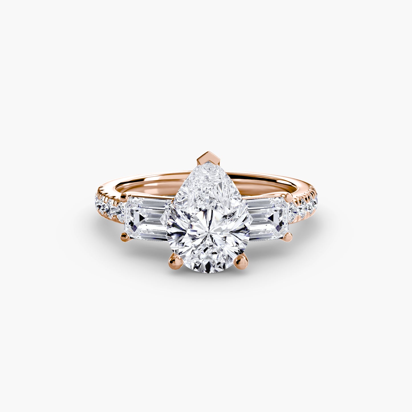 Three-Stone Engagement Ring with Pavé Band - 2.5mm