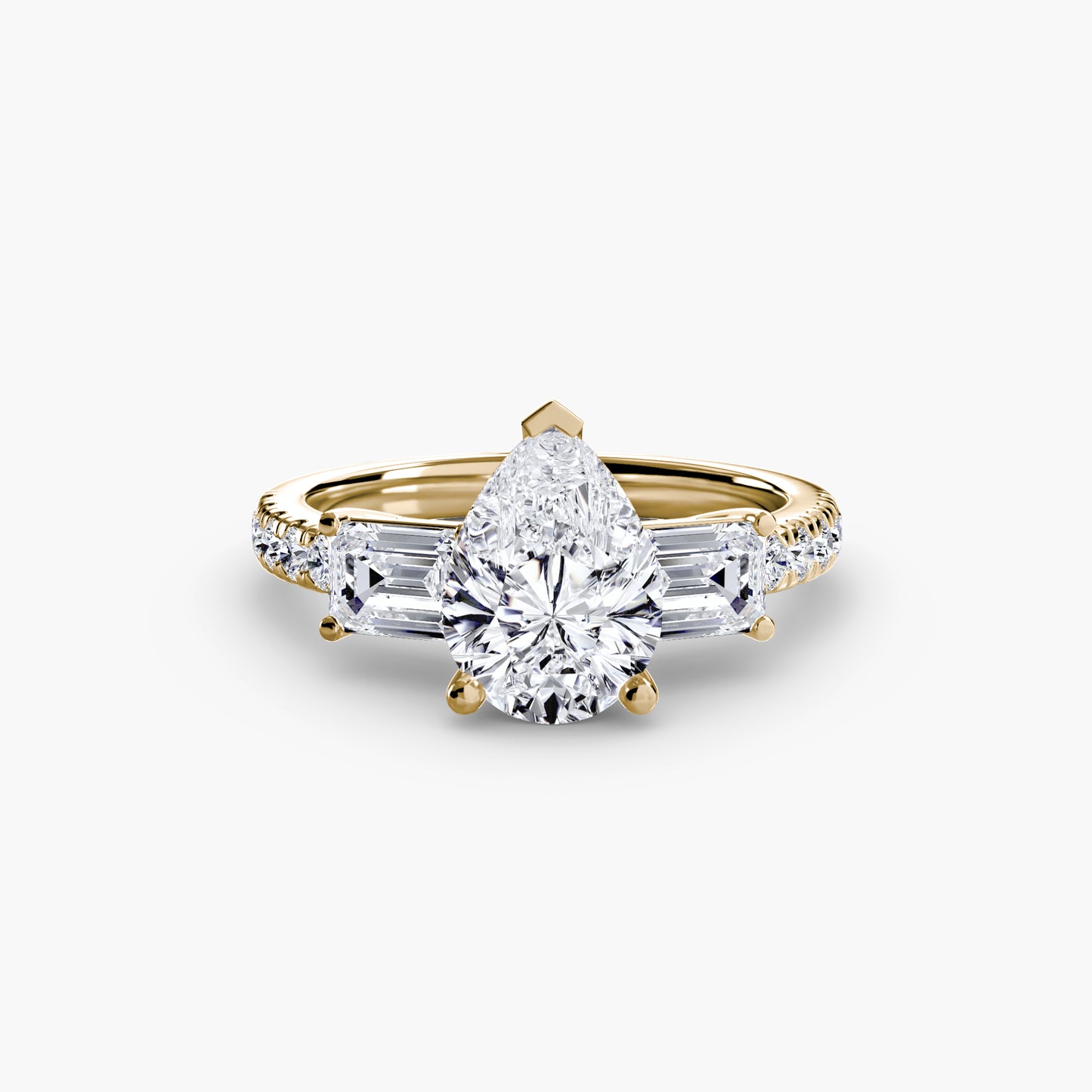 Three-Stone Engagement Ring with Pavé Band - 2.5mm