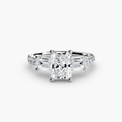 Three-Stone Engagement Ring with Pavé Band - 2.5mm
