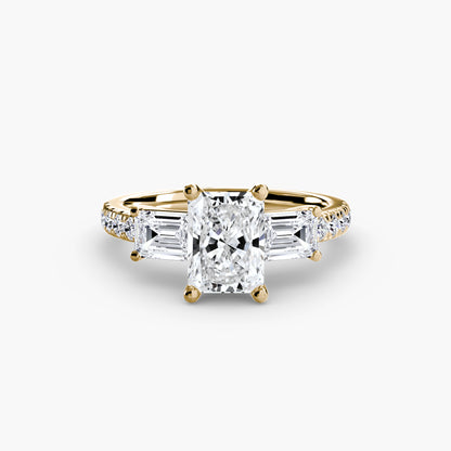 Three-Stone Engagement Ring with Pavé Band - 2.5mm