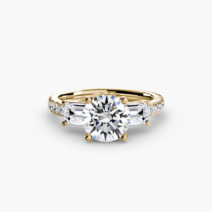 Three-Stone Engagement Ring with Pavé Band - 2.5mm