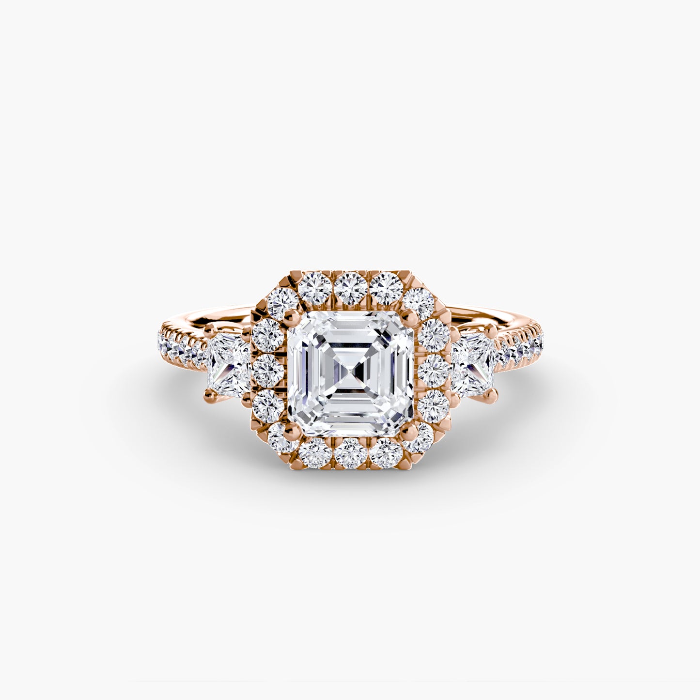 Three-Stone Engagement Ring with Halo - 2.4mm