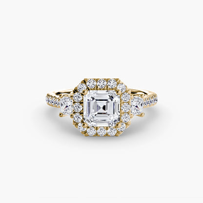 Three-Stone Engagement Ring with Halo - 2.4mm