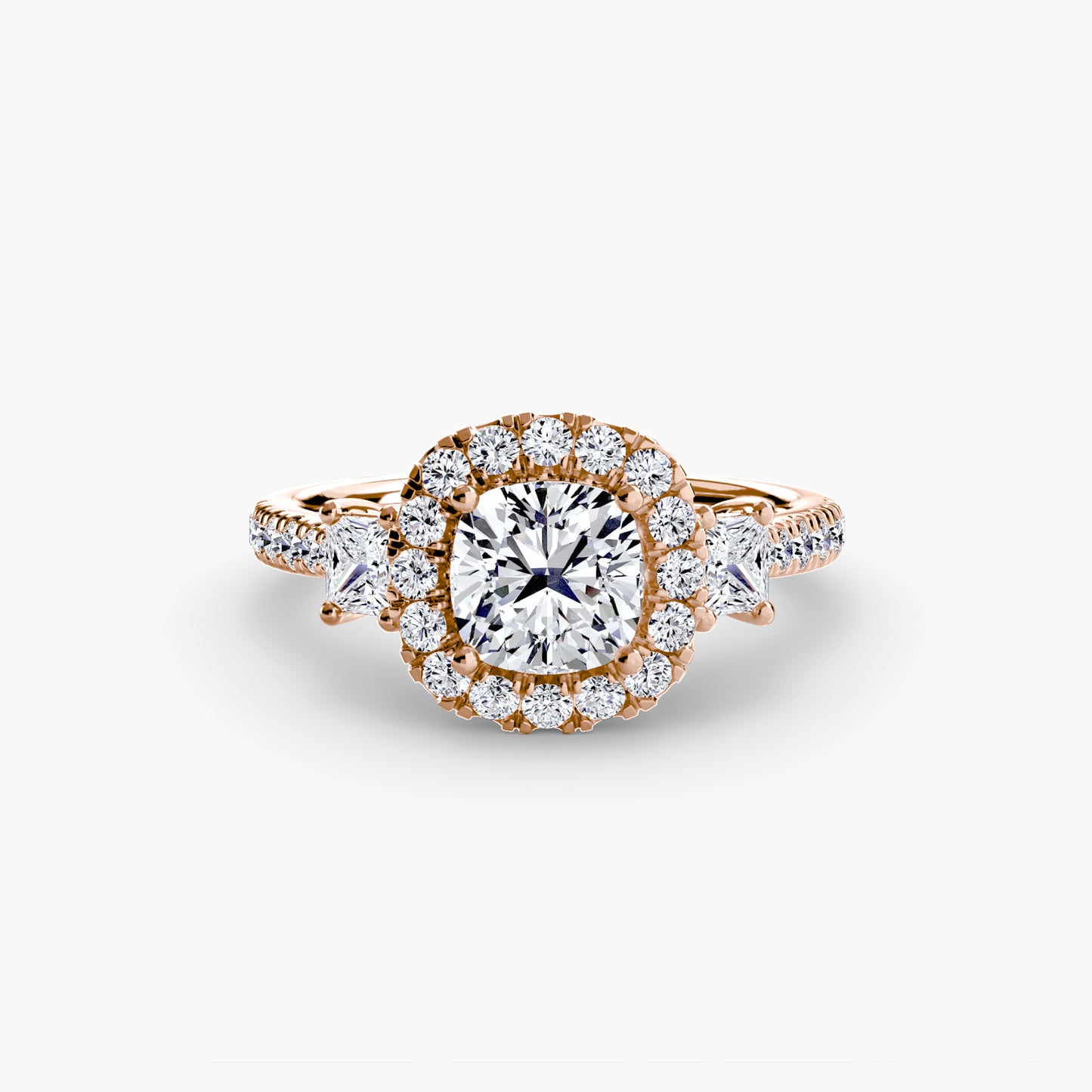 Three-Stone Engagement Ring with Halo - 2.4mm