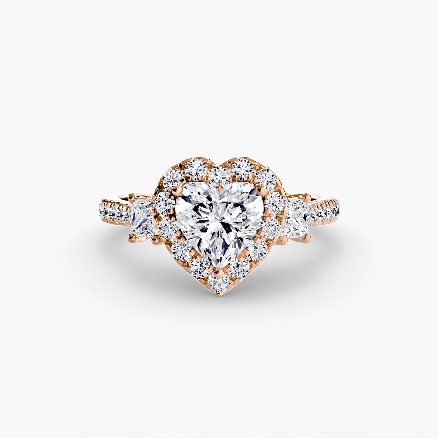 Three-Stone Engagement Ring with Halo - 2.4mm
