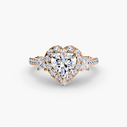 Three-Stone Engagement Ring with Halo - 2.4mm