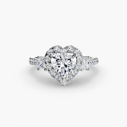 Three-Stone Engagement Ring with Halo - 2.4mm