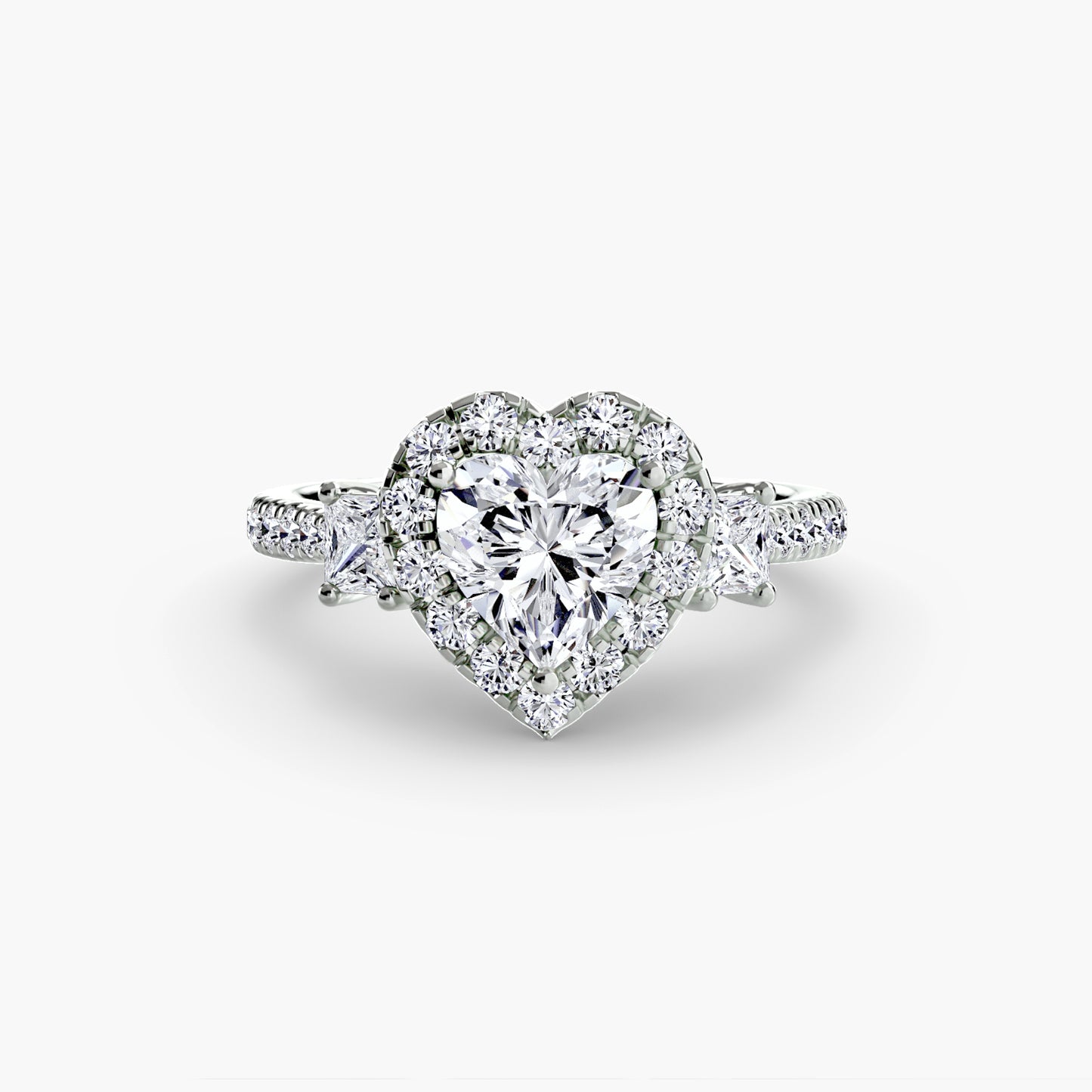 Three-Stone Engagement Ring with Halo - 2.4mm