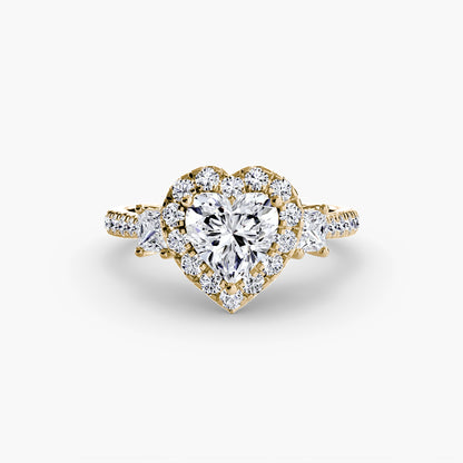 Three-Stone Engagement Ring with Halo - 2.4mm