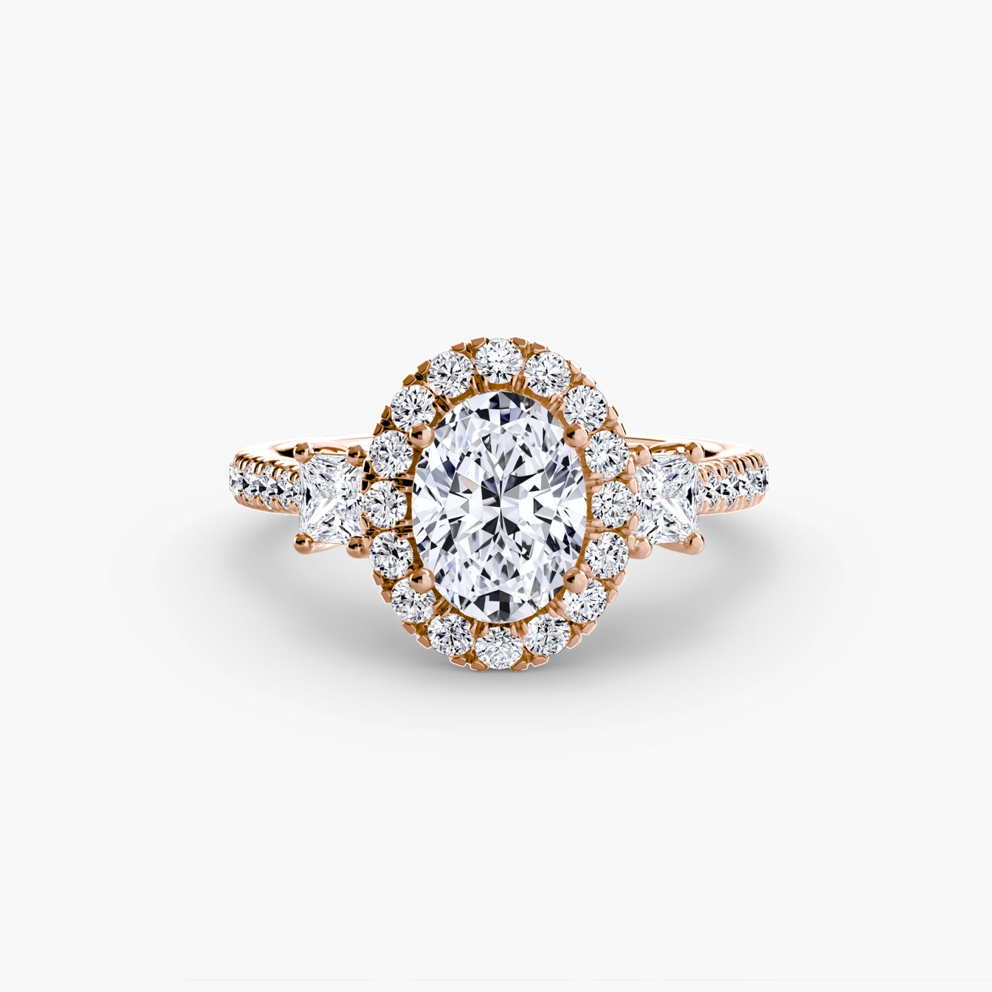 Three-Stone Engagement Ring with Halo - 2.4mm