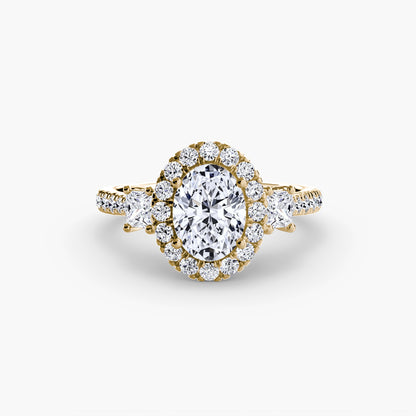 Three-Stone Engagement Ring with Halo - 2.4mm