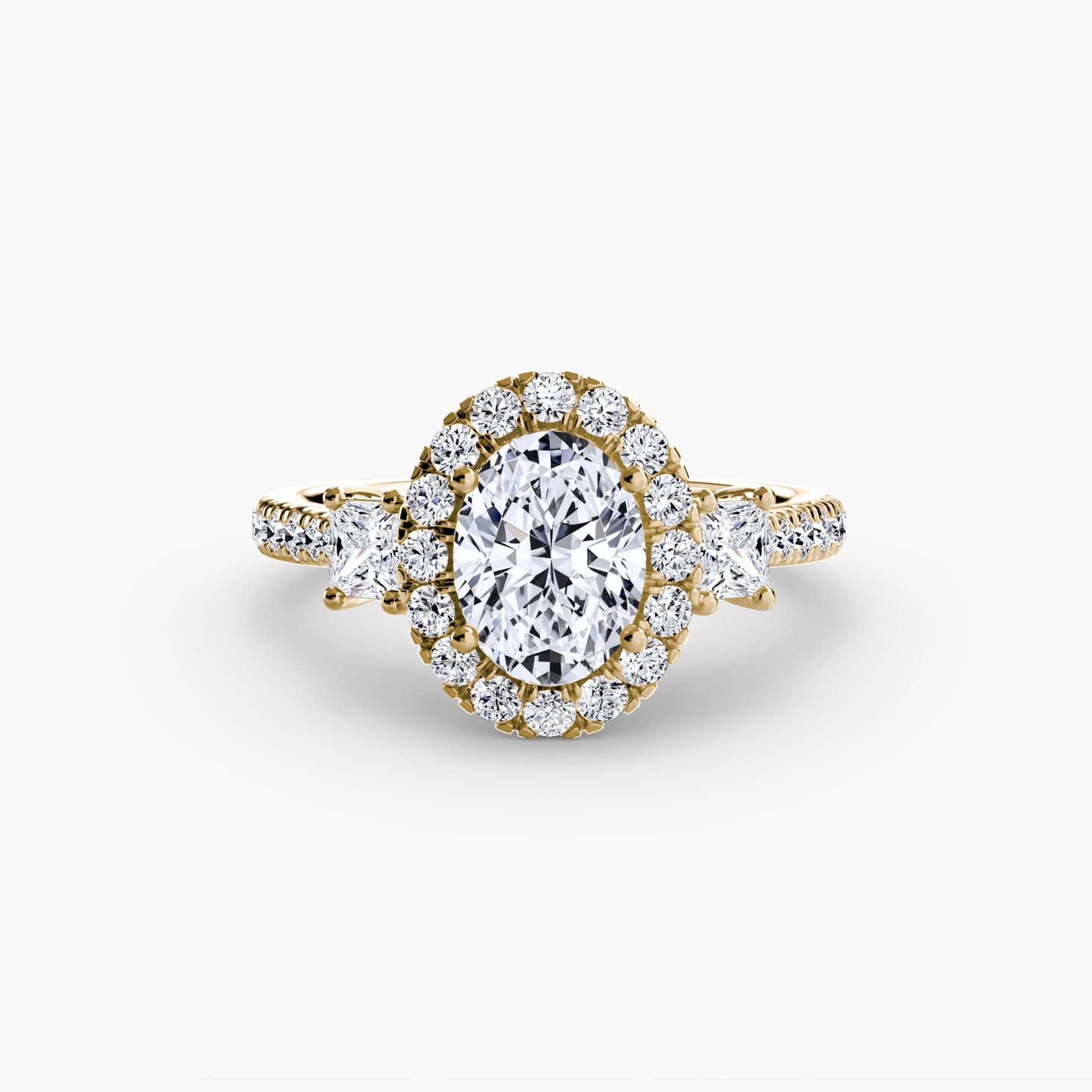Three-Stone Engagement Ring with Halo - 2.4mm